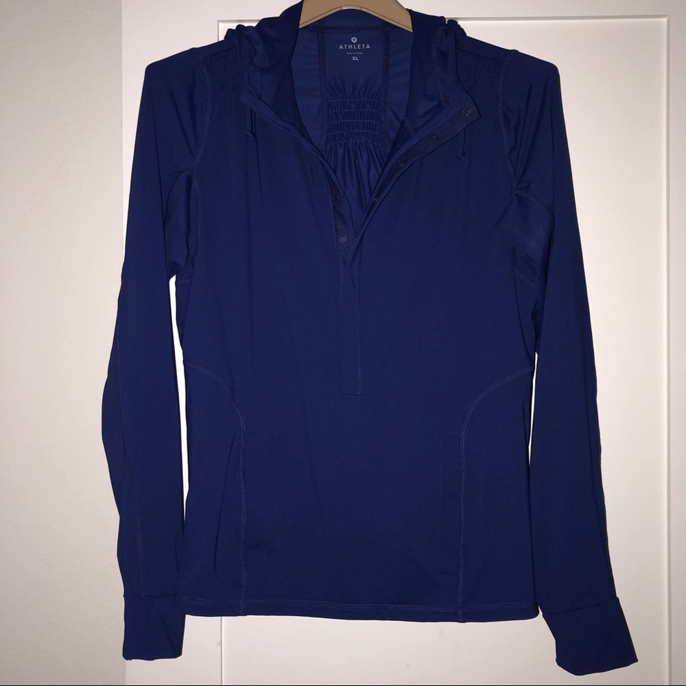 Athleta: deep blue pullover jacket